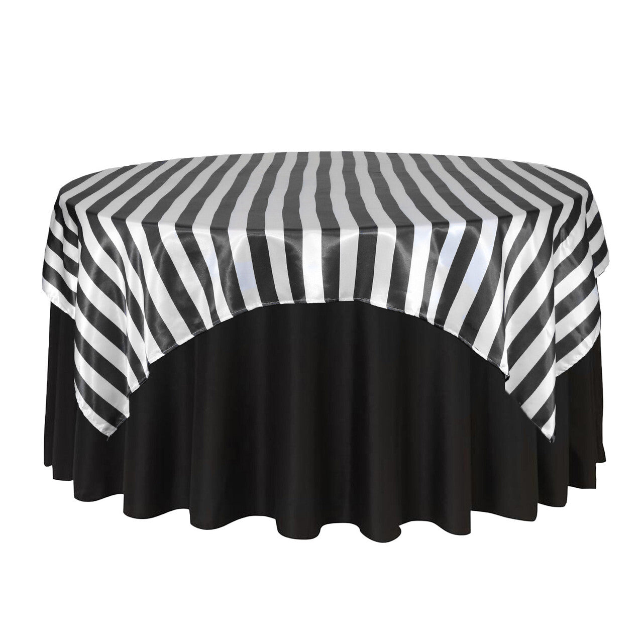Linen Satin Tablecloth Round Black & White