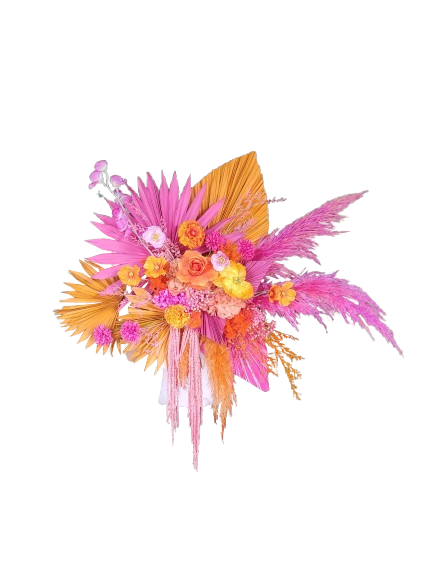 Floral Dried Arrangement Pink and Orange 80cm x 65cm
