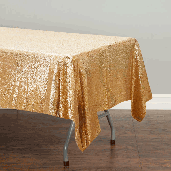 Linen Tablecloth Sequin Gold