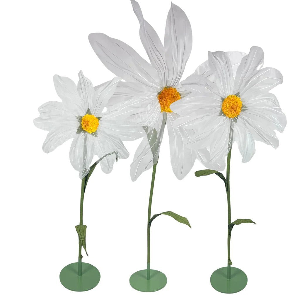Cluster of Three Giant Daisies Freestanding with Stand 118cm, 138cm, 158cm