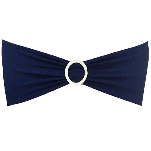 Navy Lycra Chair Band with Silver Slider