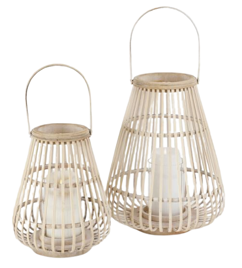 Lantern with Handle Cane Natural