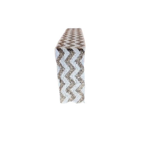 Linen Table Runner Chevron Sequin Gold & White