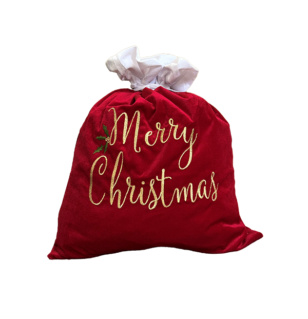 Santa Sack Velvet Merry Christmas 55cm x 70cm