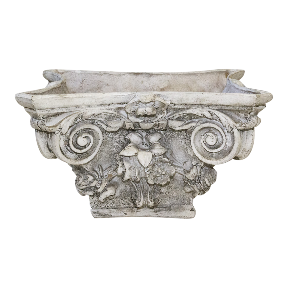 Planter Ornate Fibreglass Off White