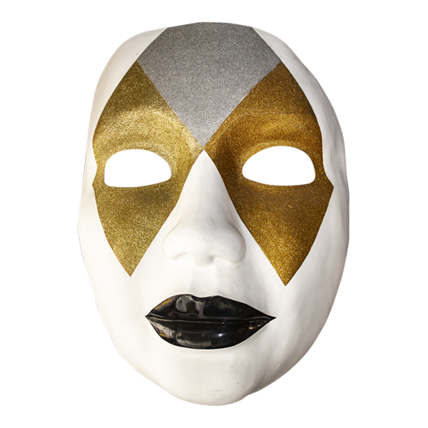 Novelty Mask Full Face Fiberglass Gold White & Black