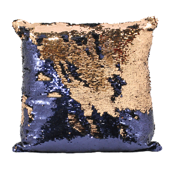 Cushion Sequin Blue & Gold