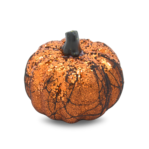 Pumpkin w Lace Glitter Polystyrene Black & Orange