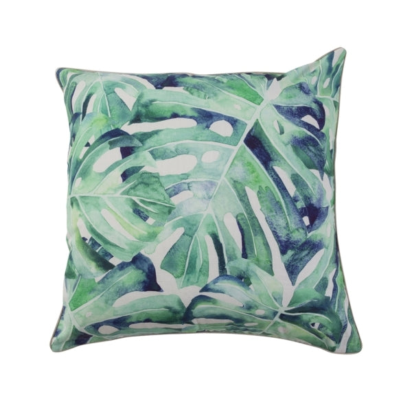 Cushion Monstera Leaf Blue & Green