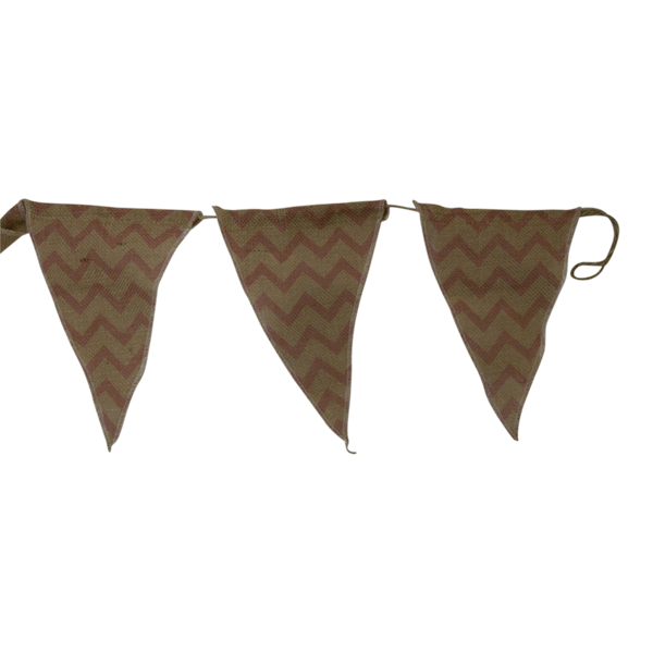 Bunting Triangle Hessian Zig Zag Pink