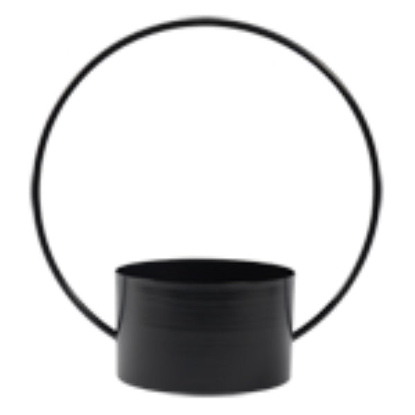 Pot Circle Metal Black with Orange Neon Lights