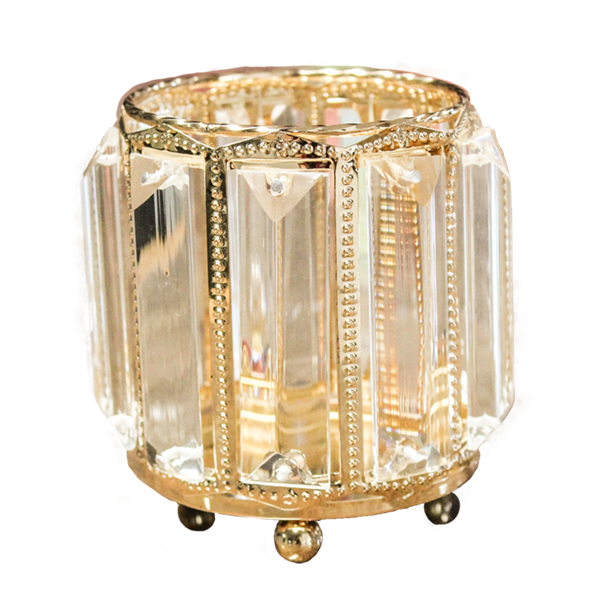 Candle Holder Crystal Gold