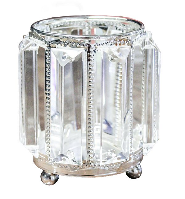 Candle Holder Crystal Silver
