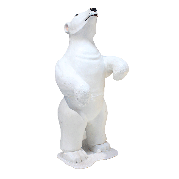 Bear Polar Paper Mache White
