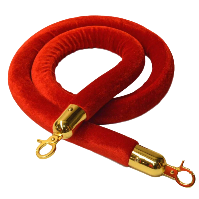 Bollard Rope Velvet Red & Brass Ends