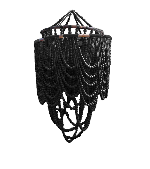 Chandelier Double Ring Beaded Black
