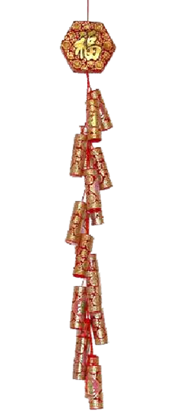 Cracker Chinese on String Cardboard Red & Gold