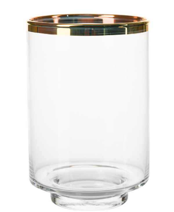 Hurricane Vase with Gold Trim