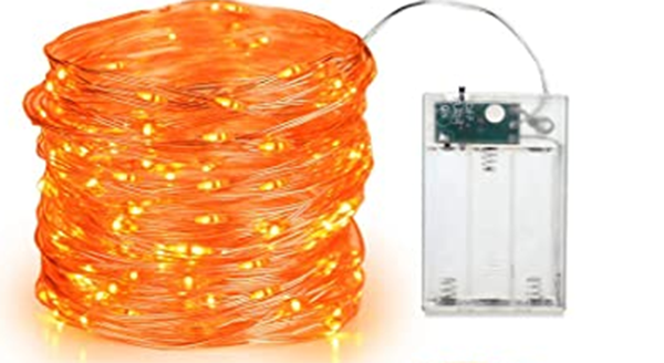 Light Battery Operated LED Orange Clear Wire