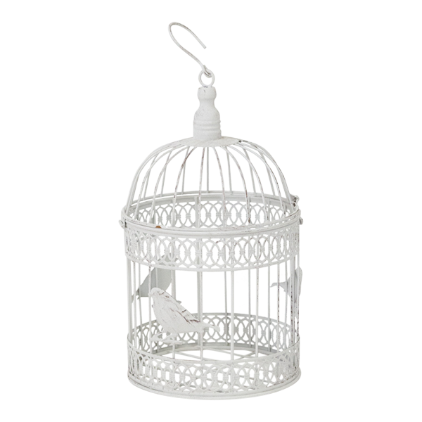 Birdcage Round Bird Embellishments White