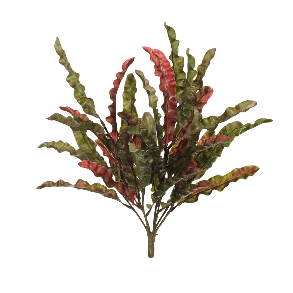 Ruffle Fern Bush Burgundy Green 39cm