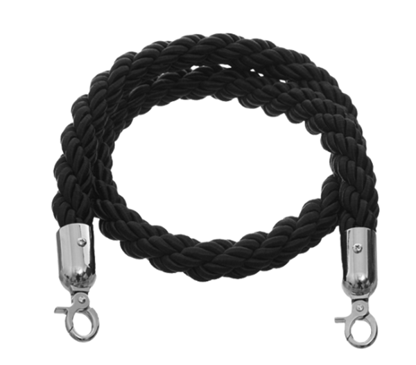 Bollard Rope Double Twist Silk Black & Silver Ends