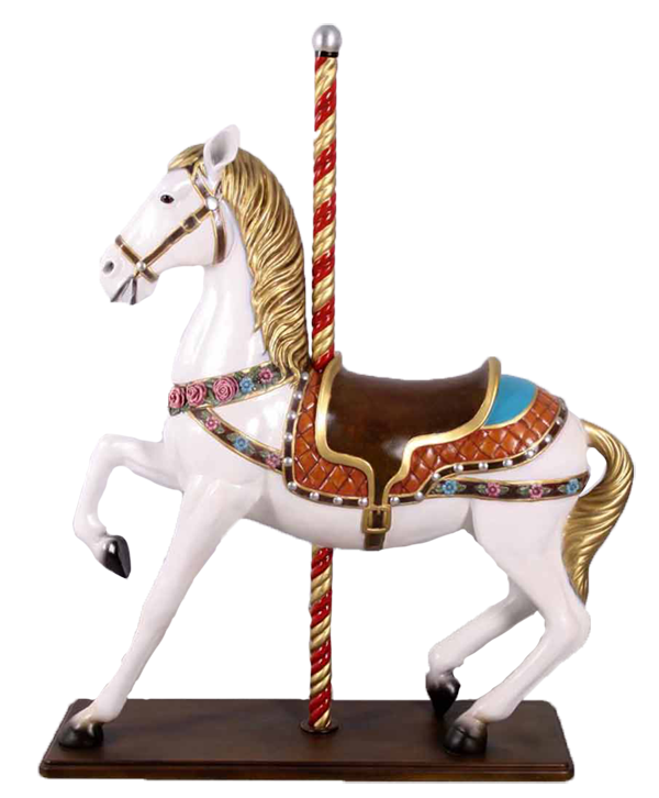 Horse Carousel Fibreglass White & Brown