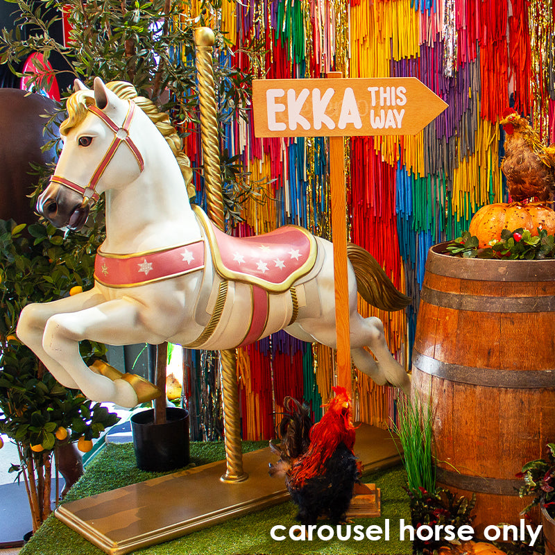 Horse Carousel Fibreglass White & Pink