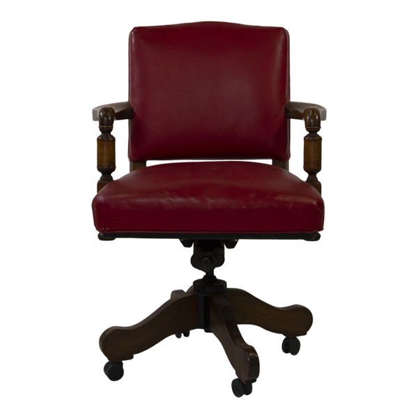 Chair Office Wood & Leather Red