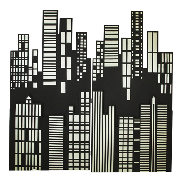 Backdrop City Skyline Painted MDF Black & Gold (2 piece)