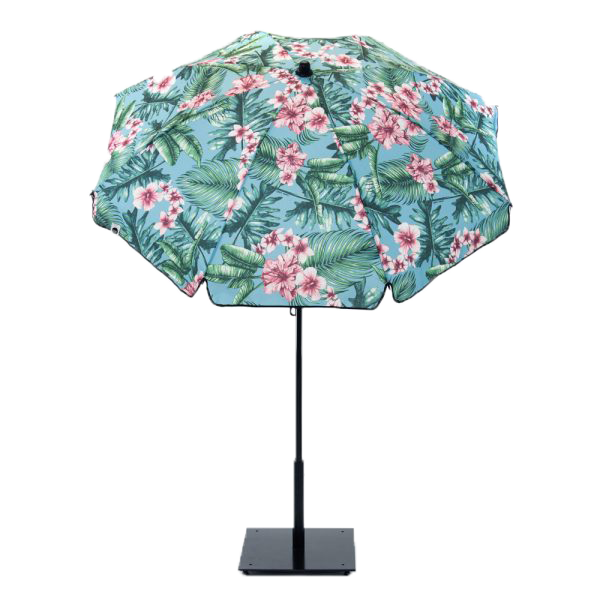 Umbrella Beach Hibiscus Green Blue & Pink