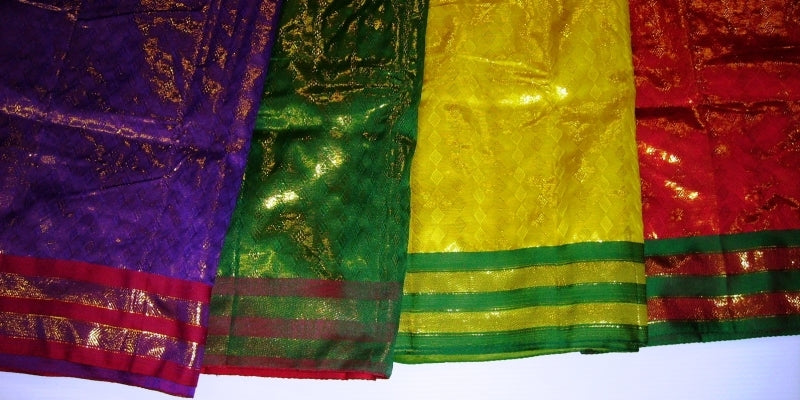 Linen Tablecloth Green & Gold Detailing 110cm x 56cm