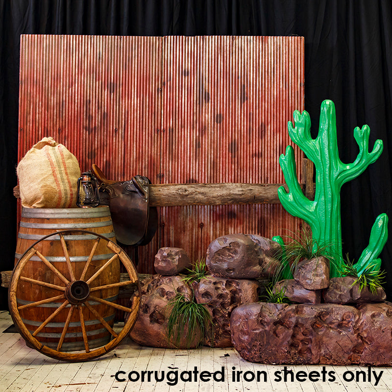 Flat Corrugated Iron Red & Silver