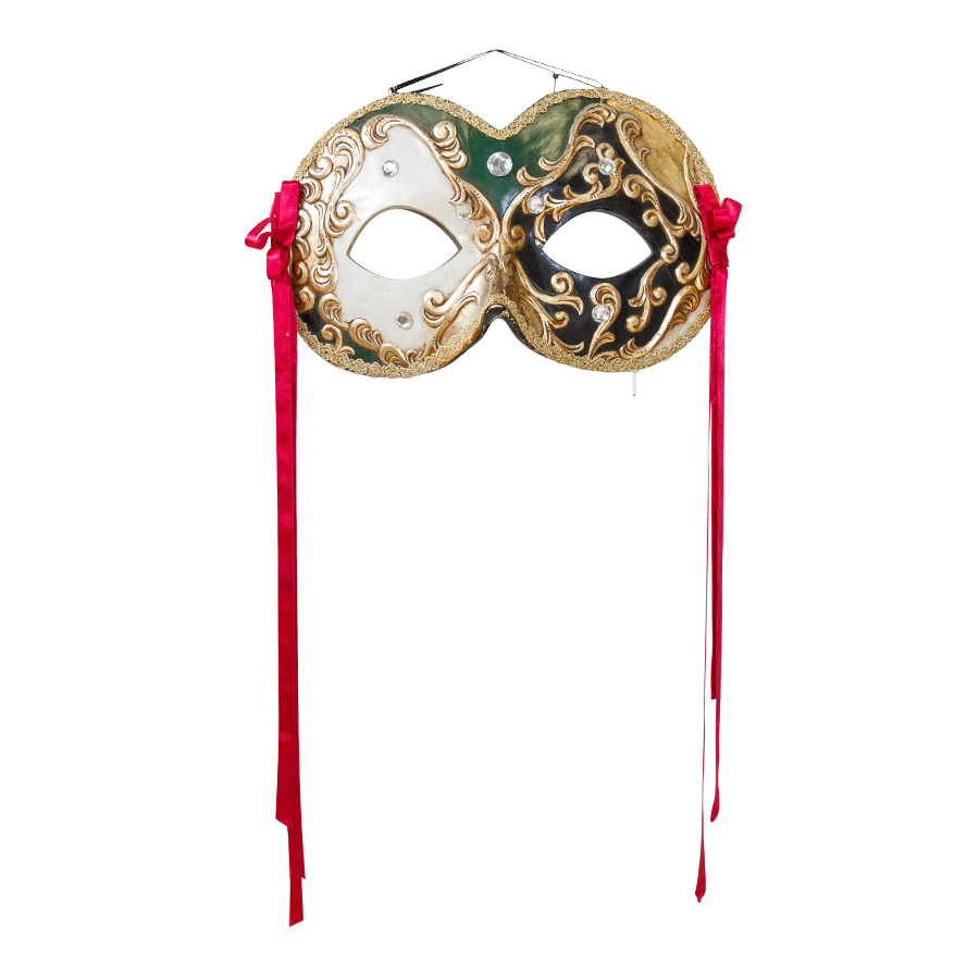 Mask Venetian Bone Resin Black & Gold