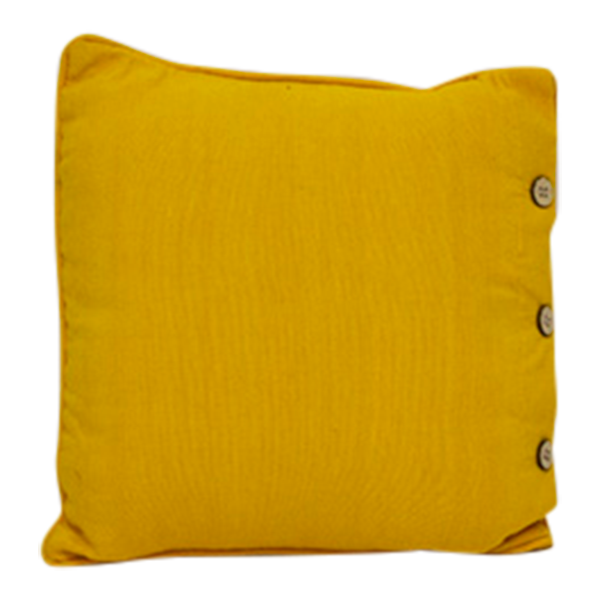 Cushion 3 wooden buttons Yellow