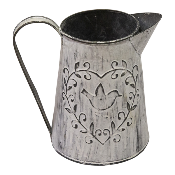 Jug Tin Silver & White Wash
