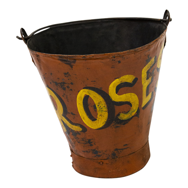Bucket Tin Roses Print with Blue & Red