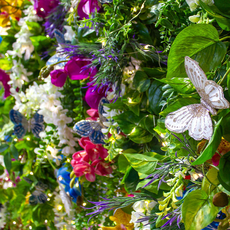 Screen Round Mesh Metal Gold with LEDs, Garden Florals & Butterflies