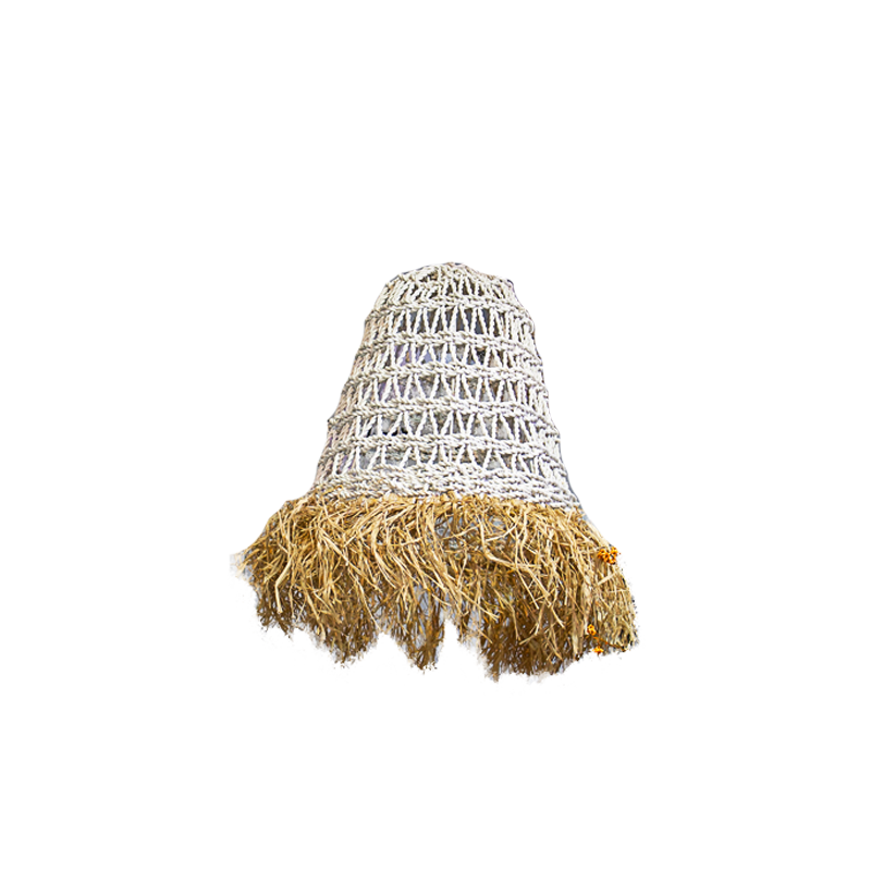Chandelier Basket With Fringe White