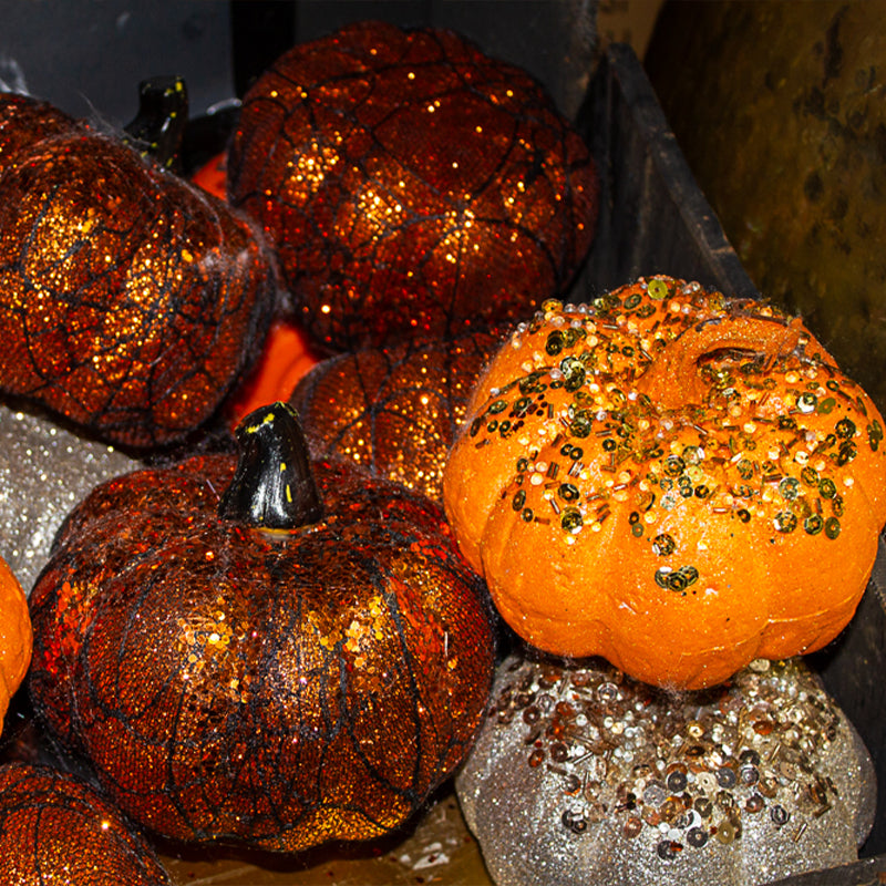 Pumpkin w Lace Glitter Polystyrene Black & Orange