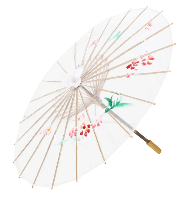 Parasol Oriental Pattern Fabric White