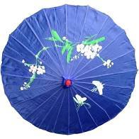 Parasol Oriental Pattern Fabric Dark Blue
