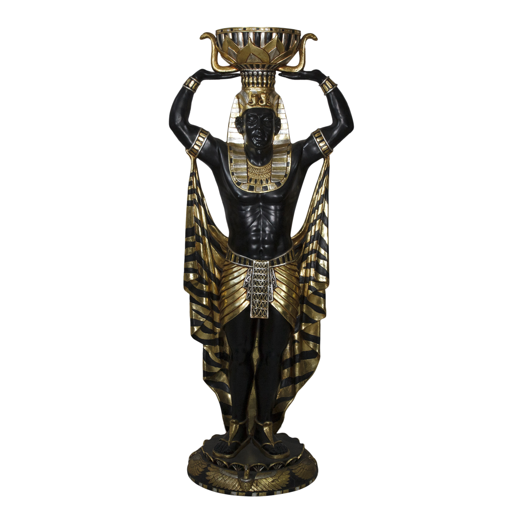 Statue Egyptian Deity Fiberglass Black & Gold