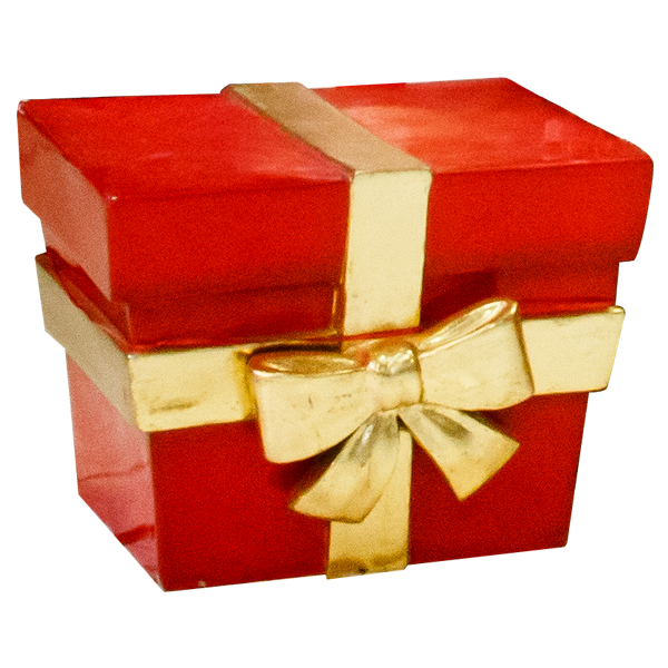 Present Fiberglass Red with Gold Bow Large
