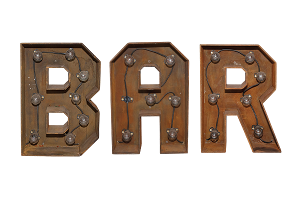Lighting Rustic Marquee Word BAR