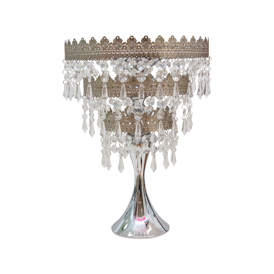 Chandelier Table Top Silver  Crystal