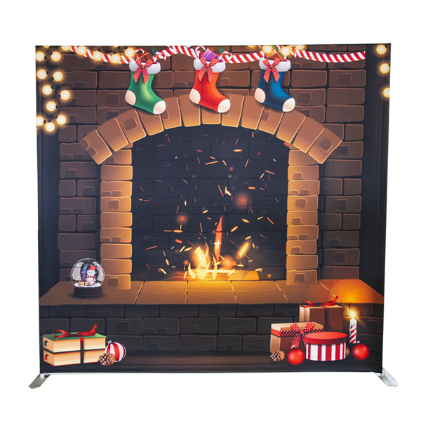 Backdrop Tension Christmas Fireplace