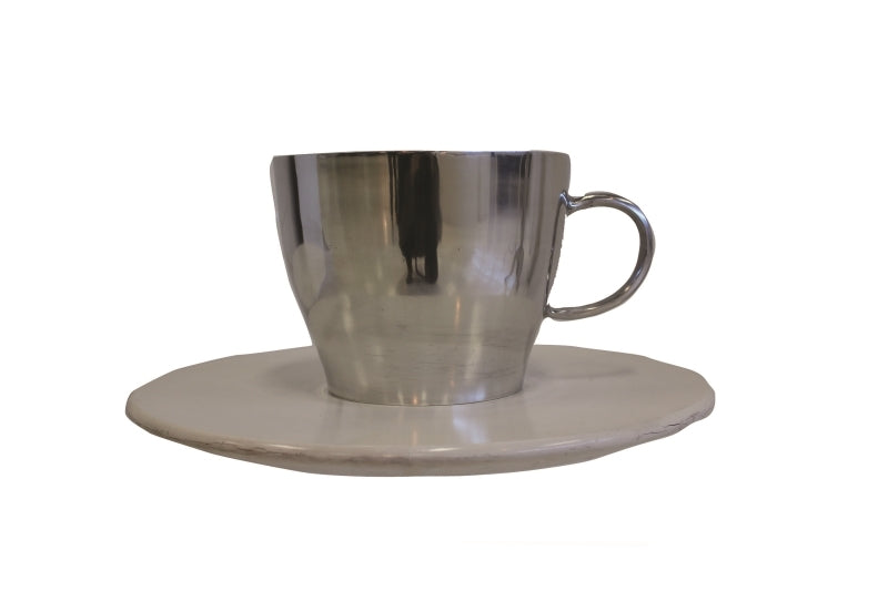 Novelty Size Teacup & Saucer Metal Silver