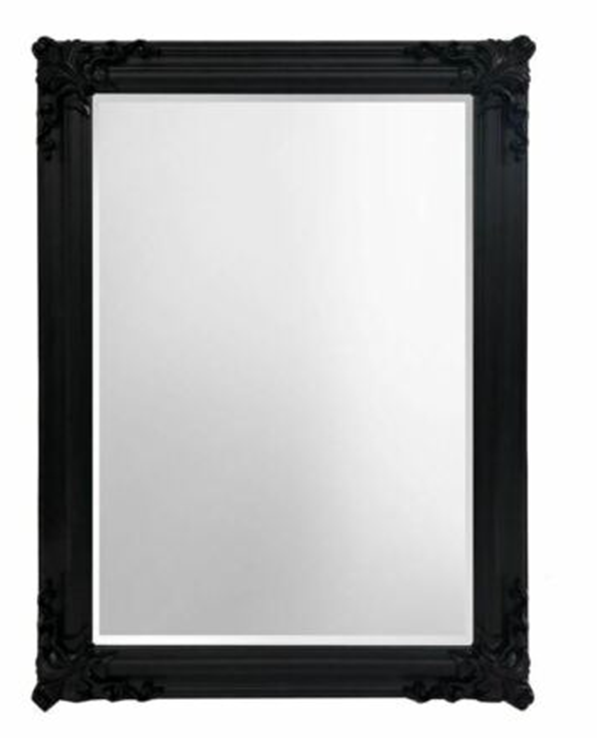 Mirror Framed Ornate Timber Black