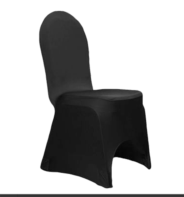 Linen Lycra Chair  Cover Arched Front Black